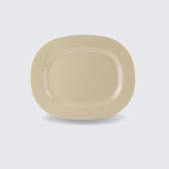 Dĩa Oval Vuông Melamine Màu Nâu Đá P414-14