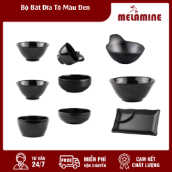 Bộ Bát Đĩa Tô Màu Đen
