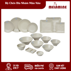 Bộ Chén Đĩa Nhám Màu Nâu