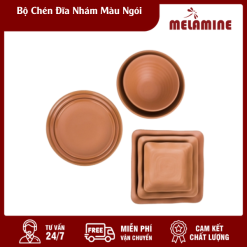 Bộ Chén Đĩa Nhám Màu Ngói
