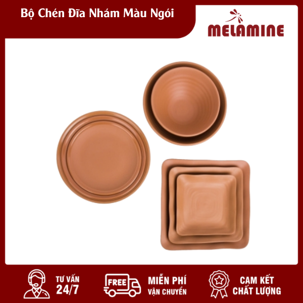 bo chen dia nham mau ngoi melamine.vn Bộ Chén Đĩa Nhám Màu Ngói