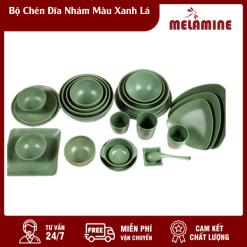 Bộ Chén Đĩa Nhám Màu Xanh Lá