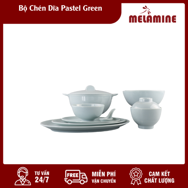bo chen dia pastel green melamine.vn Bộ Chén Dĩa Pastel Green