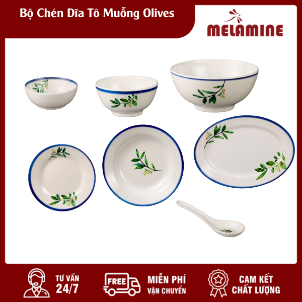 bo chen dia to muong olives melamine.vn Bộ Chén Dĩa Tô Muỗng Olives