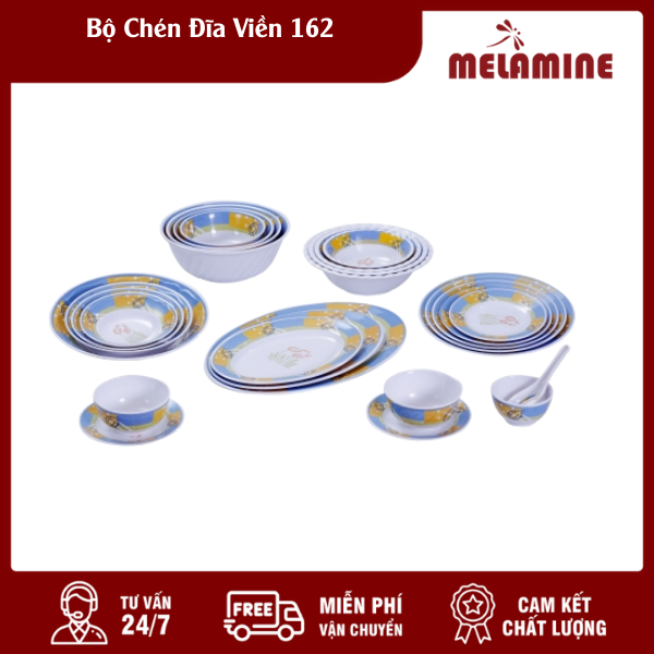 bo chen dia vien 162 melamine.vn Bộ Chén Đĩa Viền 162