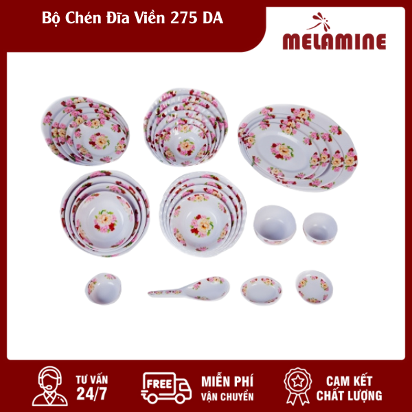 bo chen dia vien 275 da melamine.vn Bộ Chén Đĩa Viền 275 DA