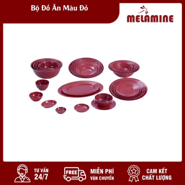 bo do an mau do melamine.vn Bộ Đồ Ăn Màu Đỏ
