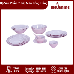 Bộ Sản Phẩm 2 Lớp Màu Hồng Trắng