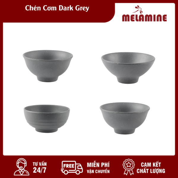 chen com dark grey melamine.vn Chén Cơm Dark Grey Melamine