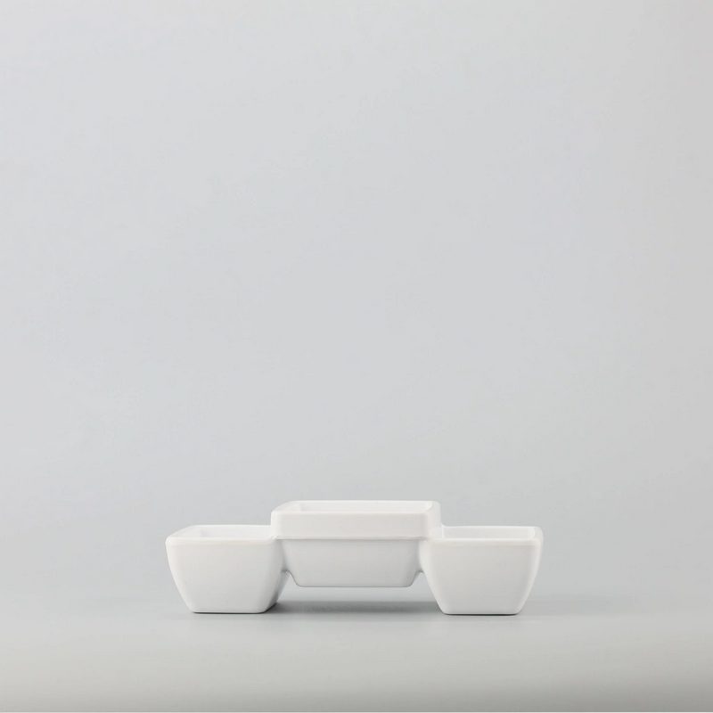 Chén Chấm Vuông 3 Ngăn 2.5" - White