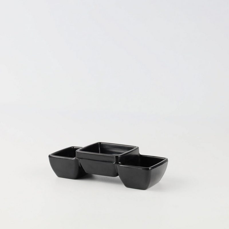 Chén Chấm Vuông 3 Ngăn 2.5" - Black