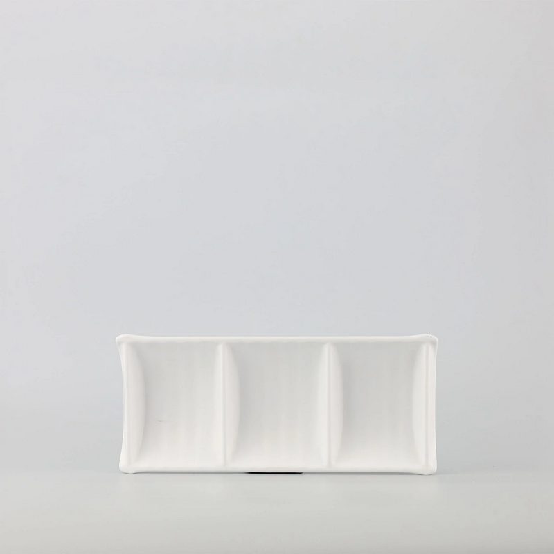 Dĩa Tương Nhám 3 Ngăn 7.5" - White