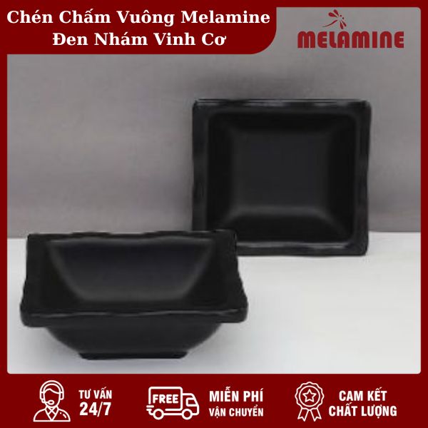 Chén Chấm Vuông Melamine Đen Nhám Vinh Cơ Chén Chấm Vuông Melamine Đen Nhám Vinh Cơ