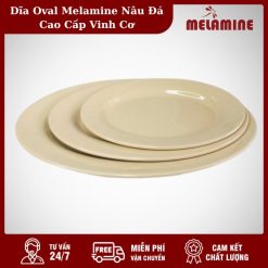 Dĩa Oval Melamine Nâu Đá Cao Cấp Vinh Cơ