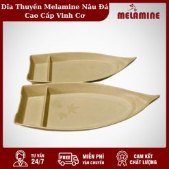 Dĩa Thuyền Melamine Nâu Đá Cao Cấp Vinh Cơ