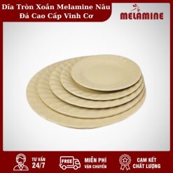 Dĩa Tròn Xoắn Melamine Nâu Đá Cao Cấp Vinh Cơ