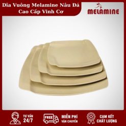 Dĩa Vuông Melamine Nâu Đá Cao Cấp Vinh Cơ