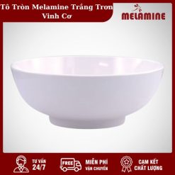 Tô Tròn Melamine Trắng Trơn Vinh Cơ